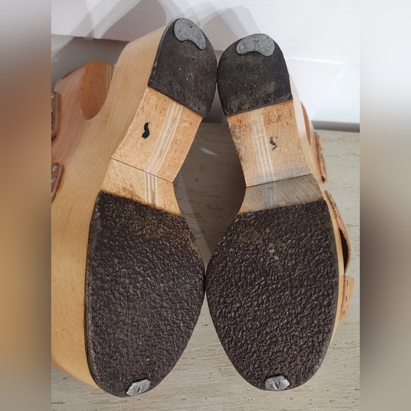 Kimel Sabots Rare Vintage Wooden Sculptural Collectible Platform Heel w/Toe Taps - Picture 8 of 14